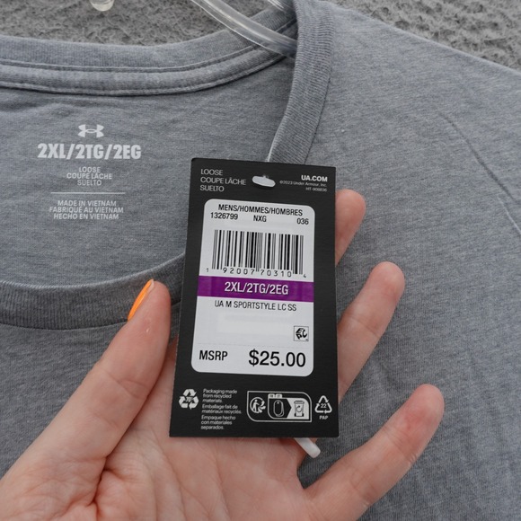 Under Armour Sportstyle TShirt 2XL Gray Heather Men Short Sleeve Athletic NWT - Picture 10 of 13